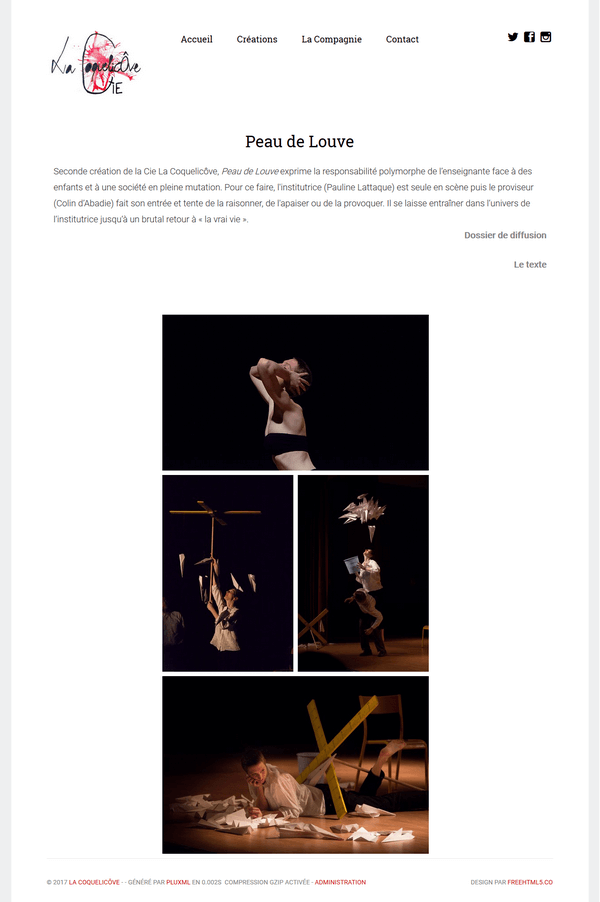 Capture du site de la compagnie La Coquelicôve